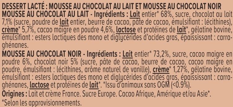 U Mousse chocolat au lait et chocolat noir panachée 8x60g packshot