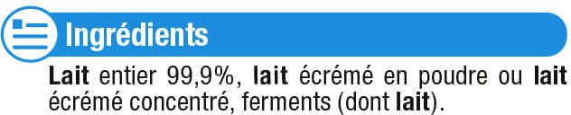 U Yaourt au lait entier nature pot en verre 8x125g packshot