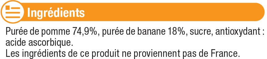 U Dessert fruitier pomme/banane allégé en sucre 4x100g packshot