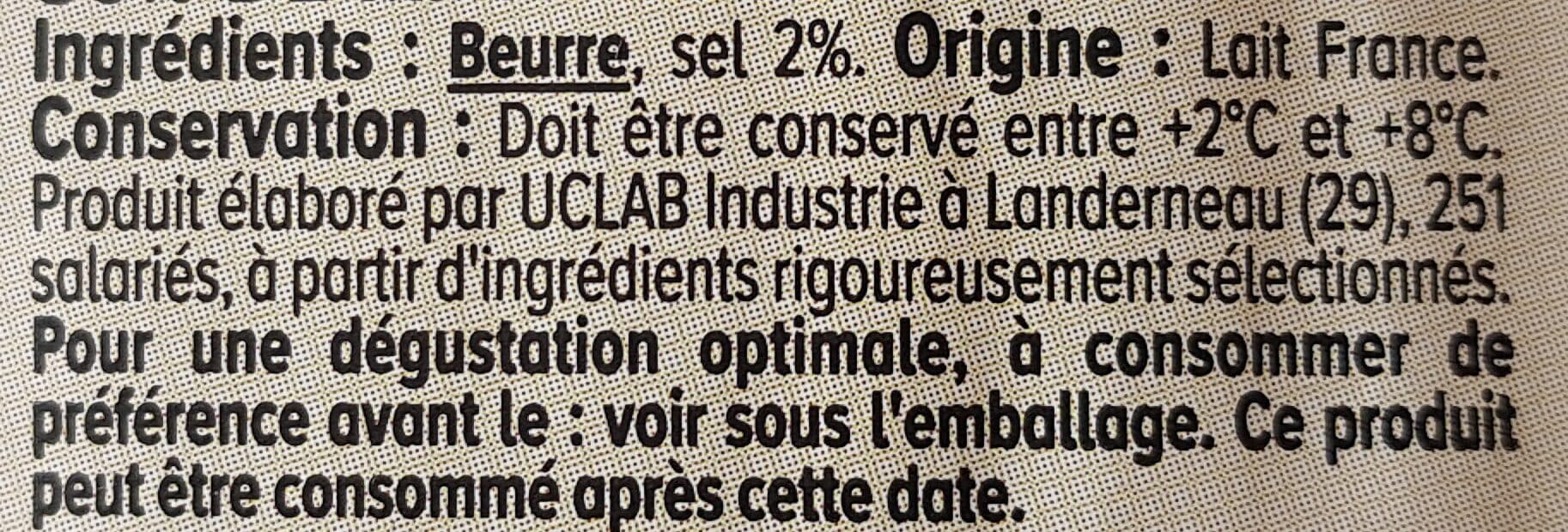 U Beurre moulé demi-sel 80%MG, plaquette de 500g packshot