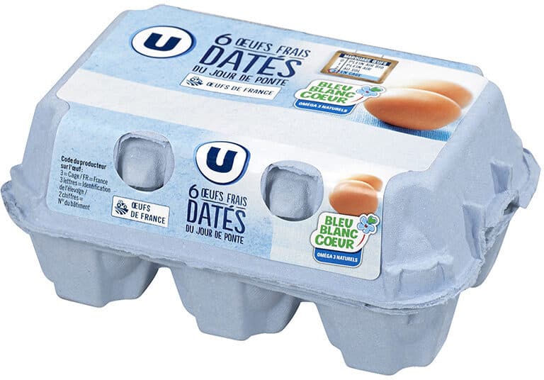 U 6 gros oeufs datés du jour de ponte packshot