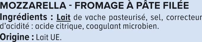 U Mozzarella au lait pasteurisé 18%mg packshot