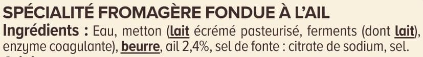 U Cancoillotte IGP à l'ail au lait pasteurisé 11% de MG - 250g packshot