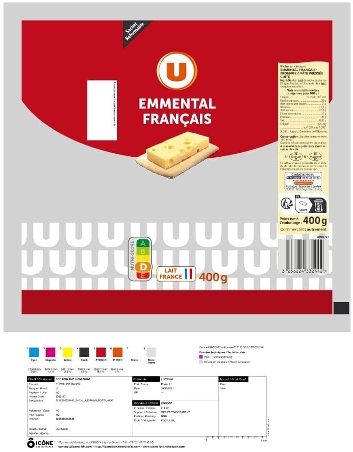 U Emmental français pasteurisé, 400g packshot