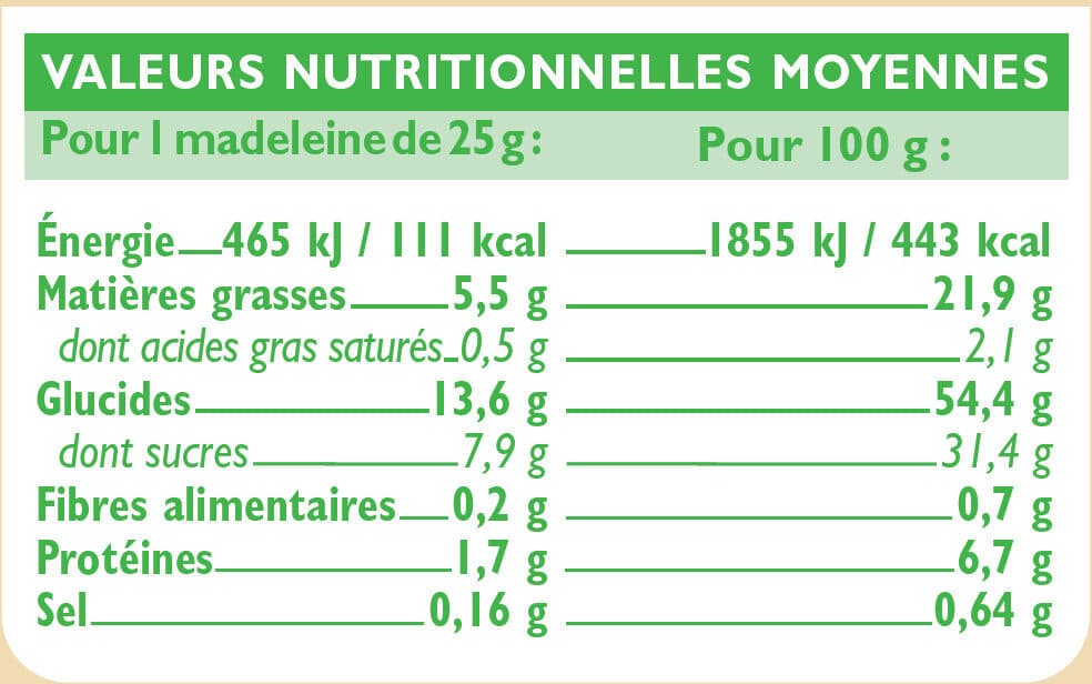 U Madeleines coquilles Bio packshot