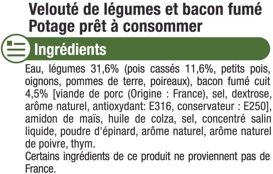 U Velouté pois cassé et bacon aromatisé packshot