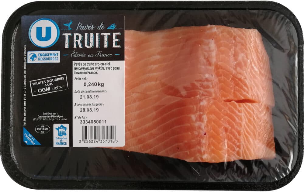 U Pavé de truite avec peau, élevée en France, 2 pièces - 240g packshot