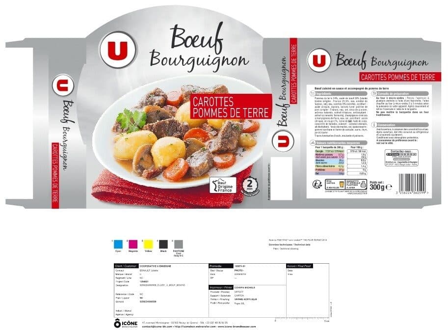 U Plat cuisiné Boeuf bourguignon carottes et pomme de terre 300g packshot