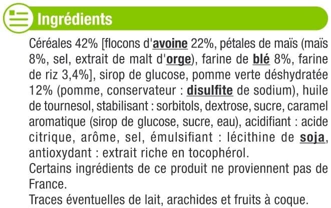 U Barres de céréales saveur pomme verte 6x125g packshot