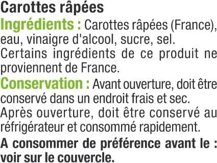 U Carottes râpées - Bocal 280g packshot