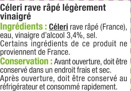 U Céleri râpé - Bocal de 280g net égoutté packshot