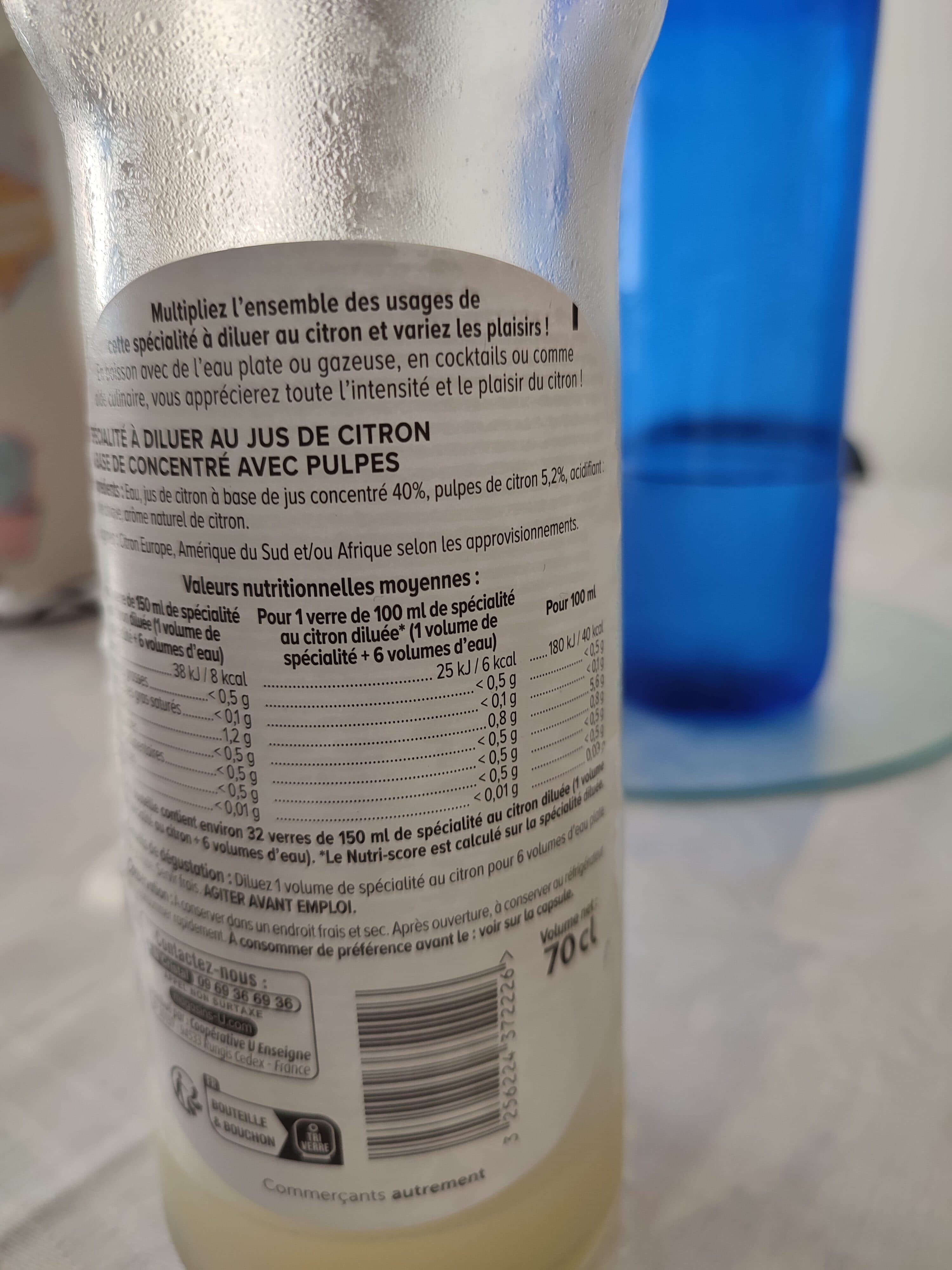 U Citron Spécialité à diluer bouteille 70cl packshot