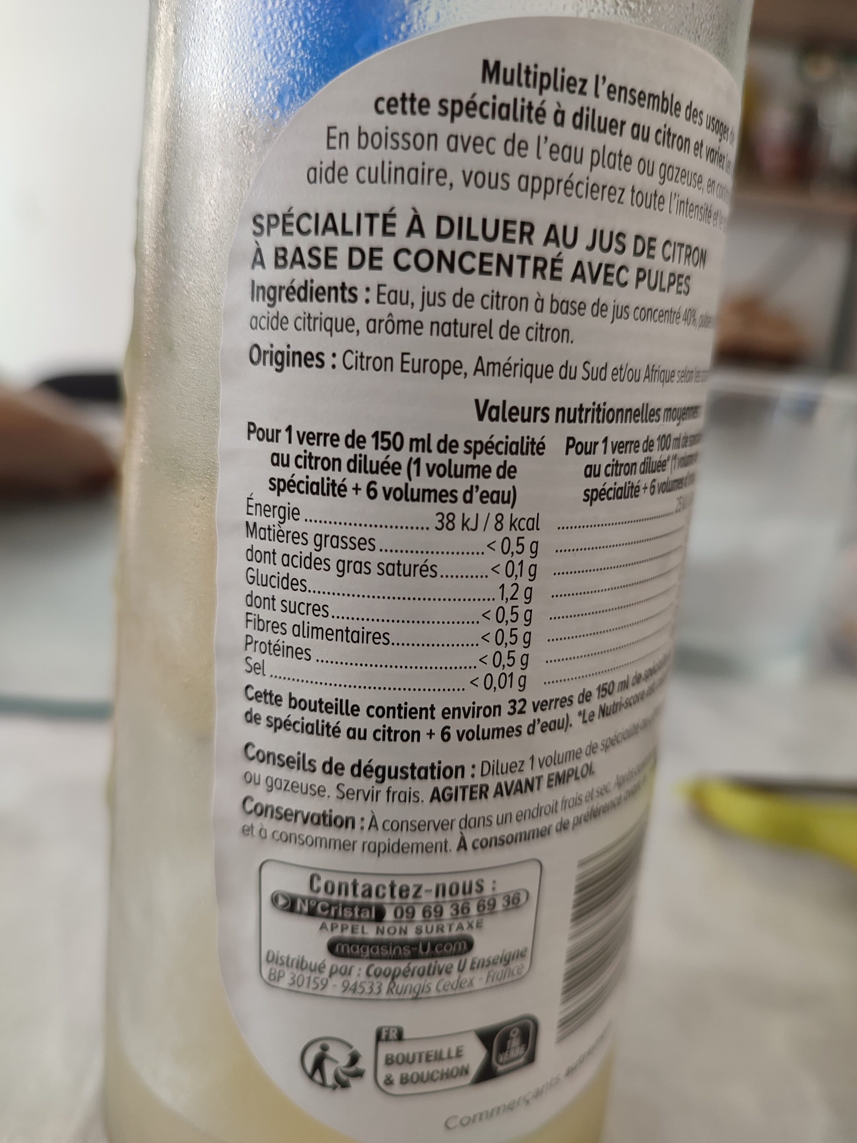 U Citron Spécialité à diluer bouteille 70cl packshot