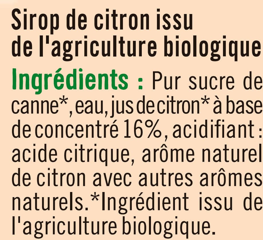 U Sirop de citron bouteille de 50cl packshot