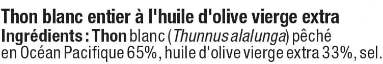 U Thon blanc entier huile d'olive boîte de 160g packshot