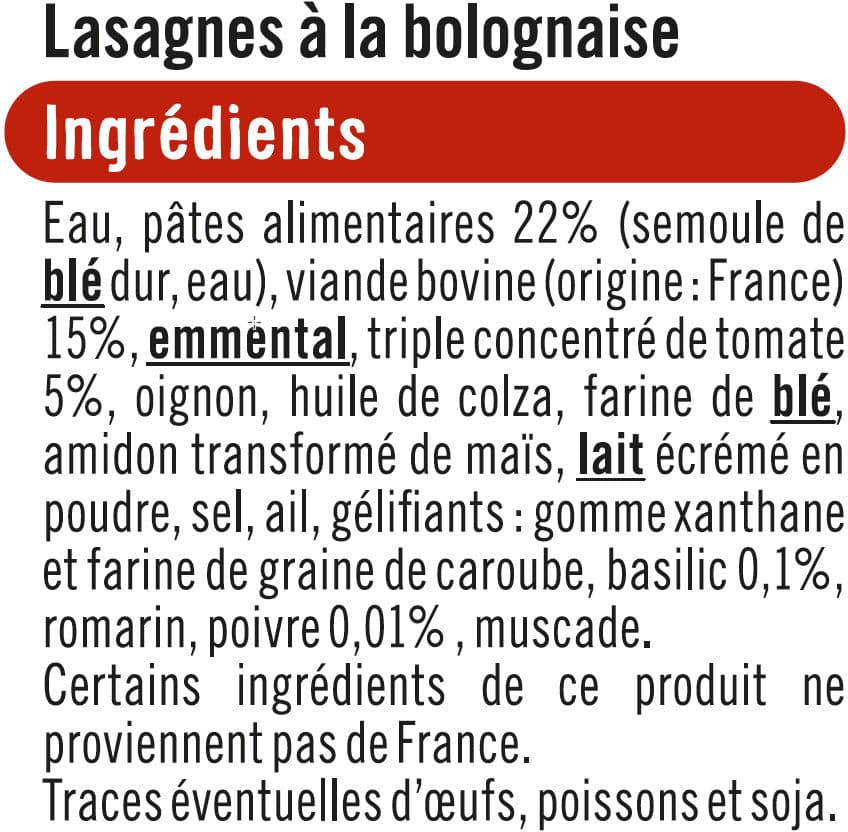 U Lasagnes à la bolognaise packshot