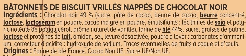 U Gâteau Stikéo bâtonnets chocolat noir 90g packshot