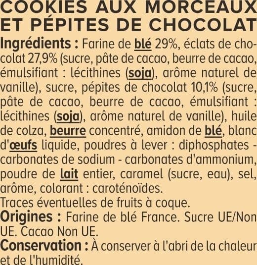 U Cookies premium maxi pépites chocolat paquet de 184g packshot