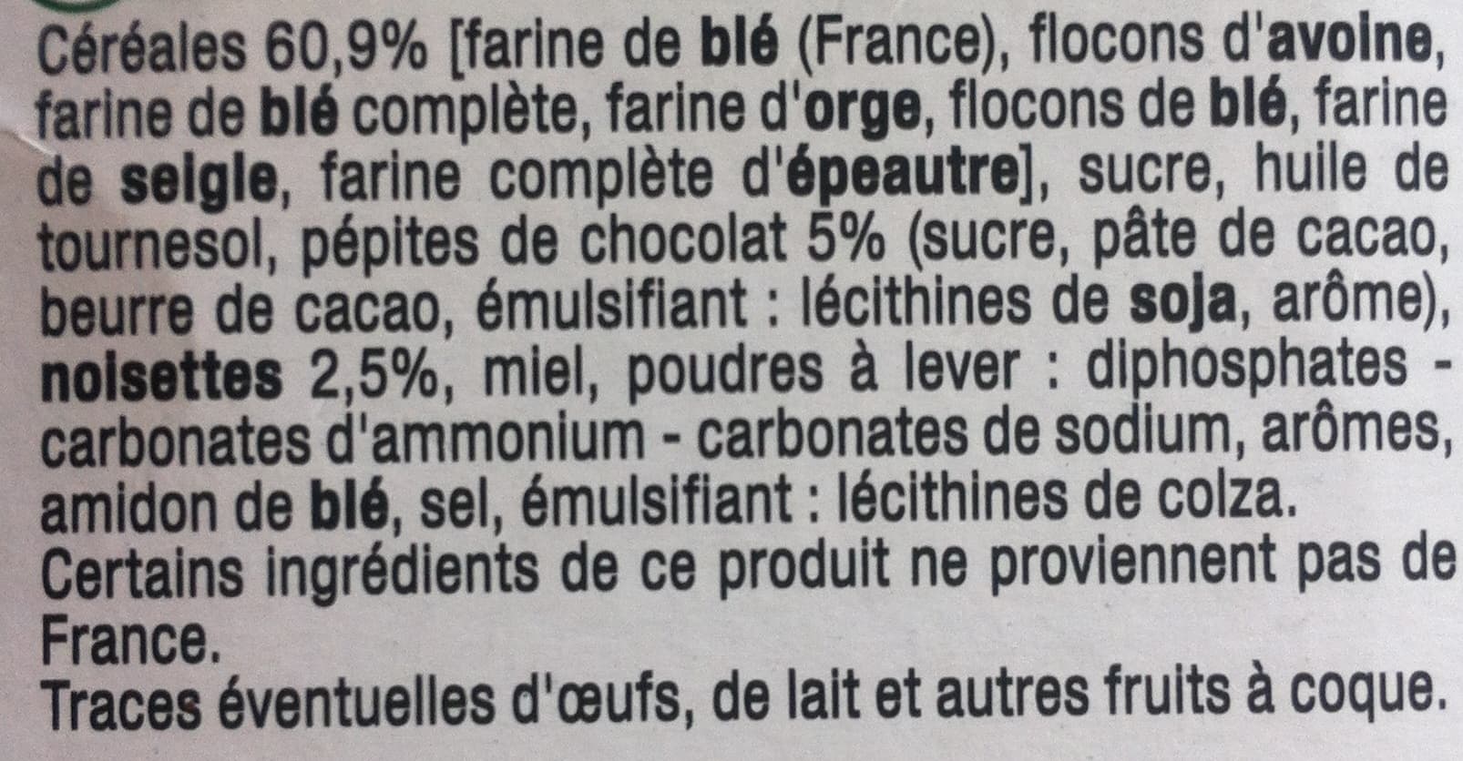 U P´tit déj Noisettes Pépites de chocolat packshot