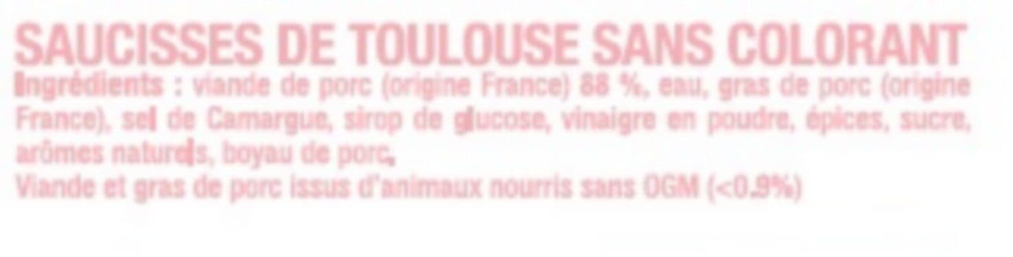 U Saucisse de Toulouse sans colorant, France, 8 pièces, barquette, 1kg packshot