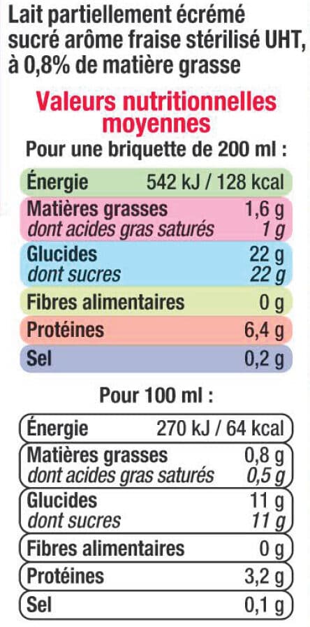 U Lait aromatisé fraise, 6 briquettes de 20cl packshot