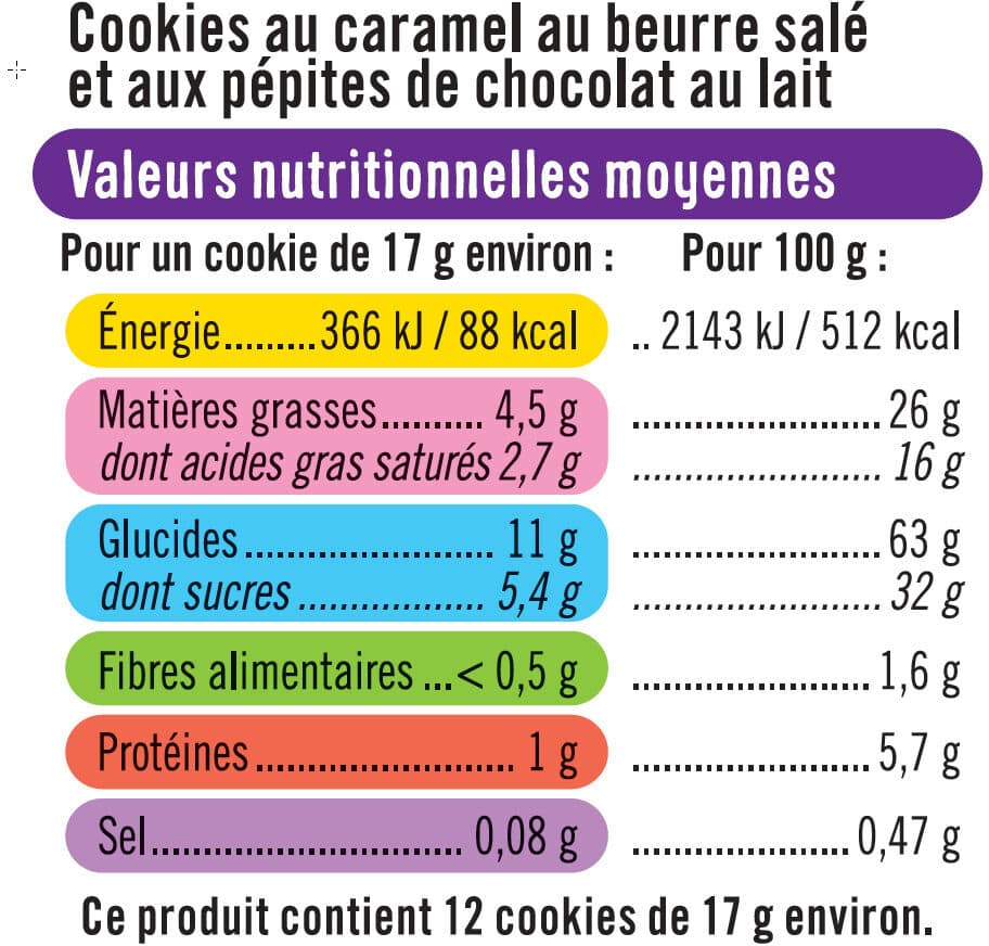 U Cookies goût caramel pépites de chocolat au lait paquet de 200g packshot