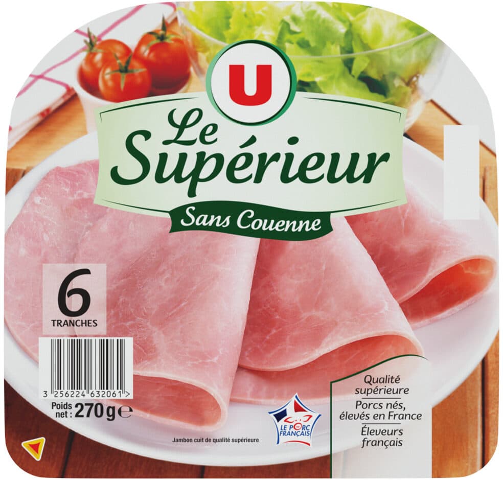 U Jambon supérieur découenné et dégraissé x6, 270g packshot
