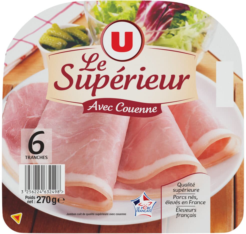 U Jambon supérieur avec couenne 6 tranches - 270g packshot