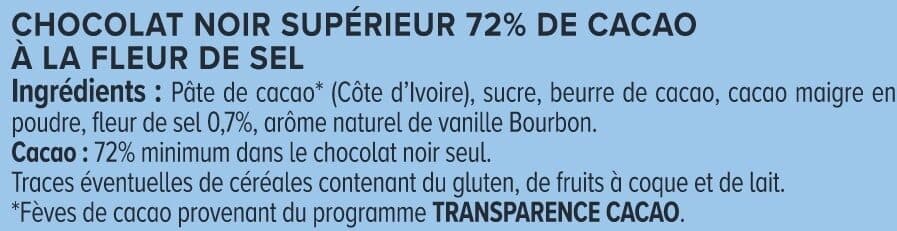 U Chocolat noir dégustation 72% de cacao et fleur de sel Tablette de100g packshot