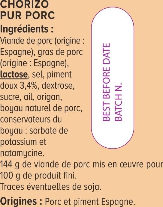 U Chorizo Doux Pur Porc - 225g packshot