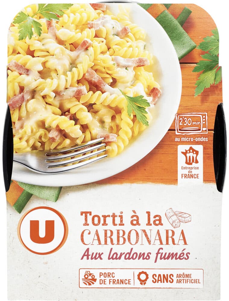 U Tortis à la carbonnara aux lardons fumés packshot