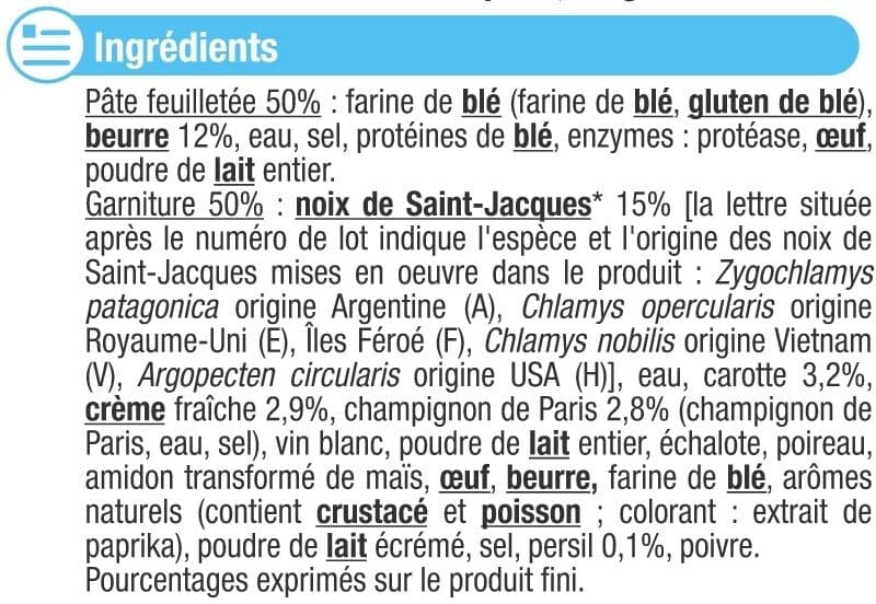 U Paniers feuilletés aux noix de St Jacques 4x100g packshot