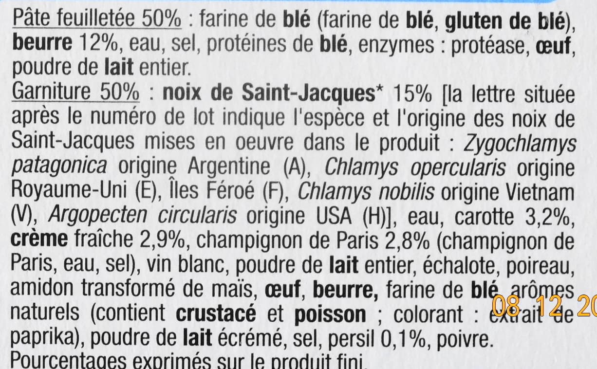 U Paniers Feuilletés Noix de St-Jacques*, Surgelés packshot