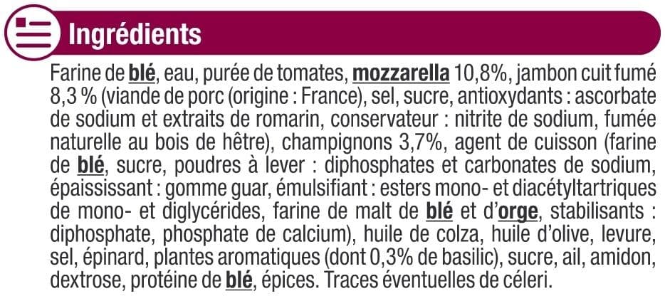 U Pizza Moell.royale fromage/jambon/champignon.surgelée packshot