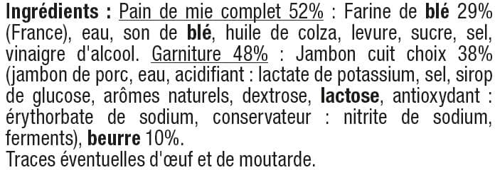 U Sandwich pain de mie complet jambon beurre 135g packshot
