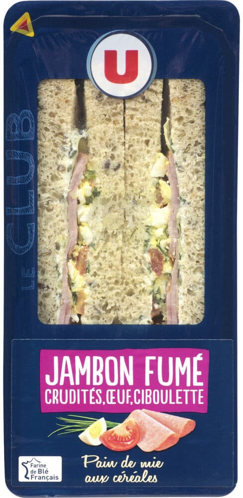 U Sandwich gourmand jambon fumé crudités oeuf ciboulette packshot