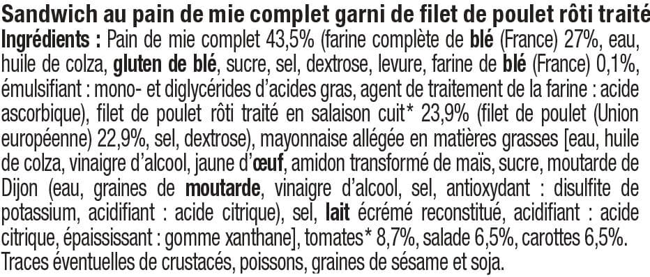 U Sandwich maxi poulet rôti et crudités 230g packshot