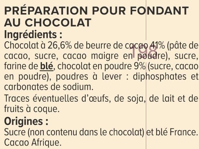 U Préparation pour mon fondant au chocolat boîte de 360g packshot