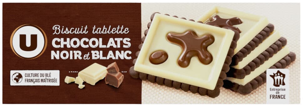 U Biscuit tablette de chocolat noir et blanc packshot