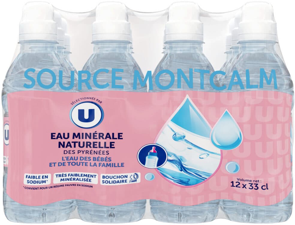 U Eau minérale MONTCALM 12 bouteilles de 33cl packshot
