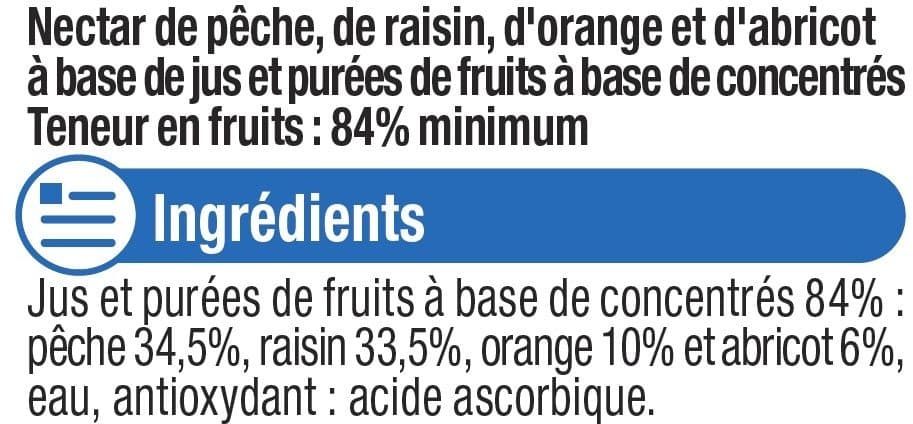 U Nectar orange/pêche/abricot sans sucres ajoutés, briquette 6x20cl packshot