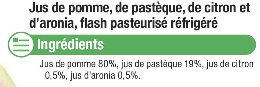 U Pur jus de pomme pastèque citron et aronia, packshot