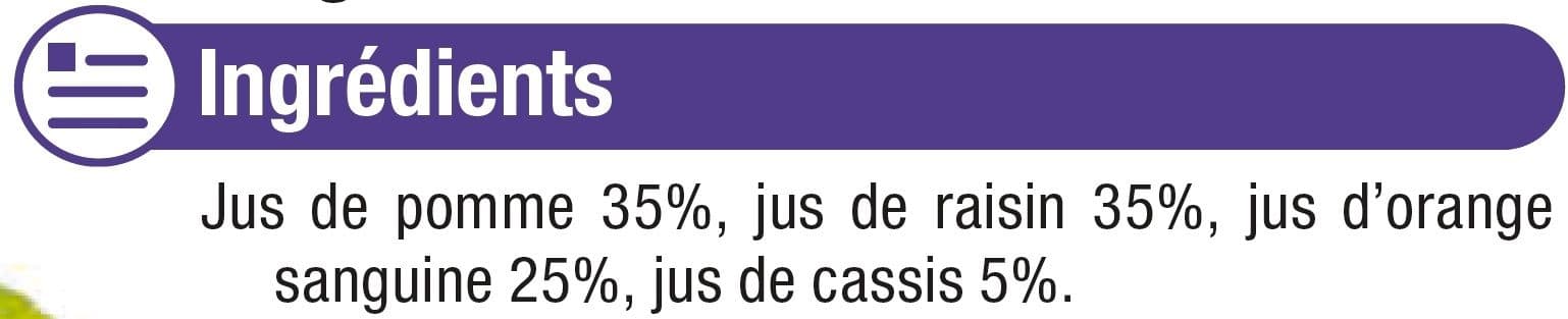U Pur jus de pomme, orange sanguine, cassis pasteurisé réfrigéré packshot