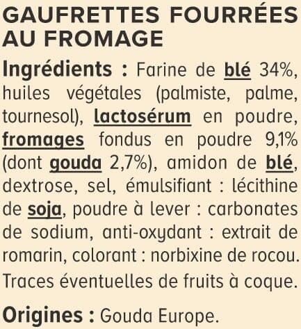 U Biscuits apéritifs Gaufrette gouda paquet de 75g packshot