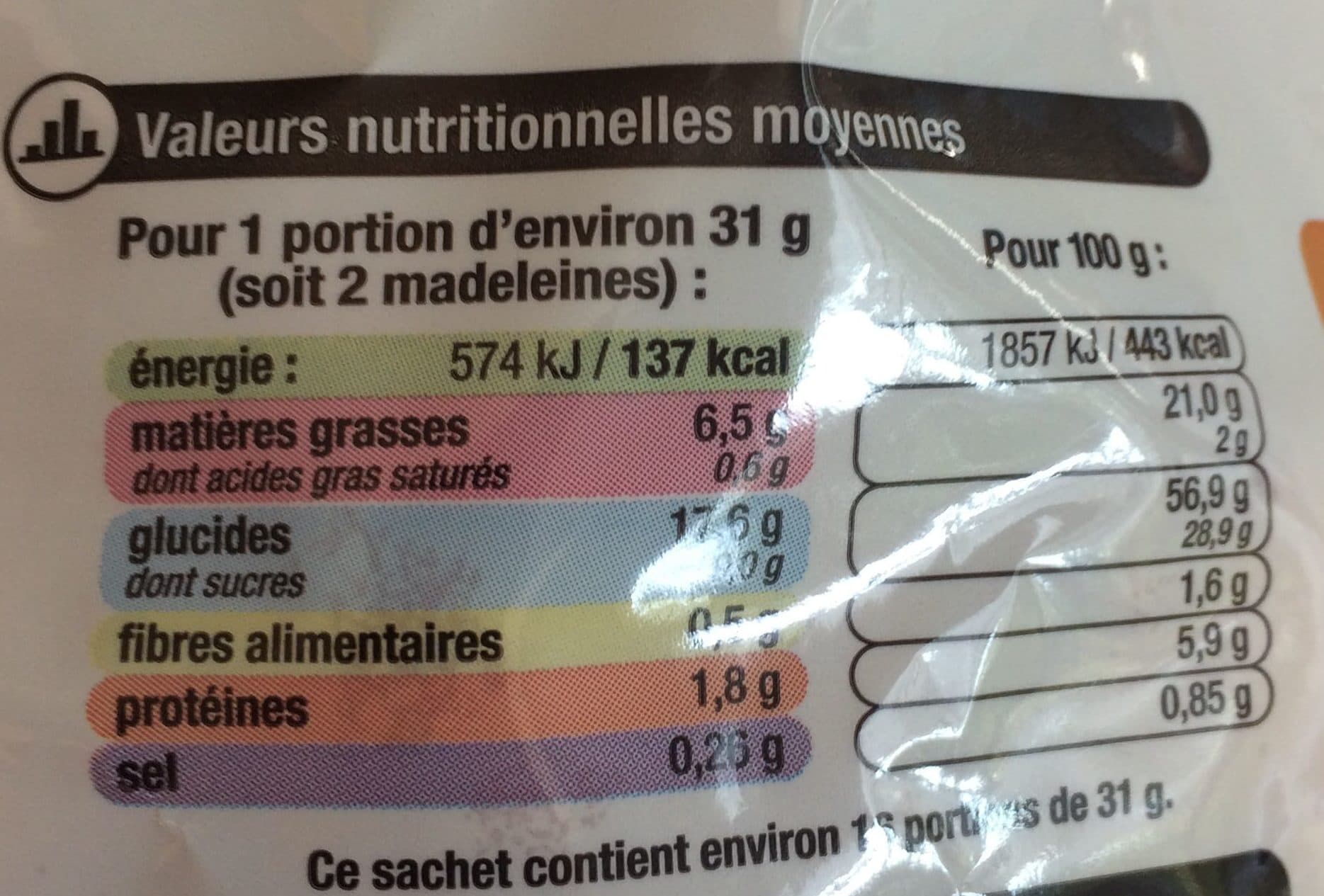 U Madeleines coquilles aux œufs frais packshot