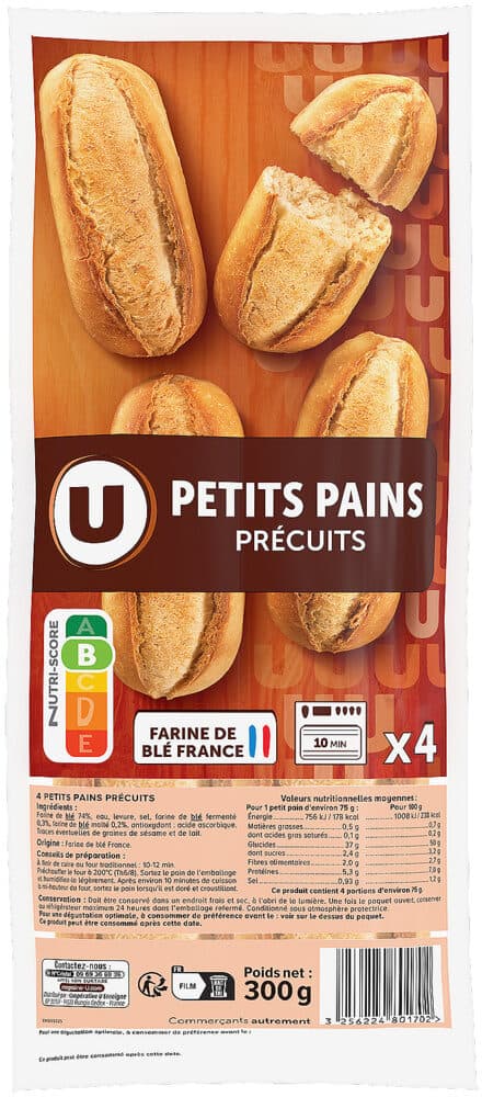 U Mini pains précuits 4 pièces, 300g packshot