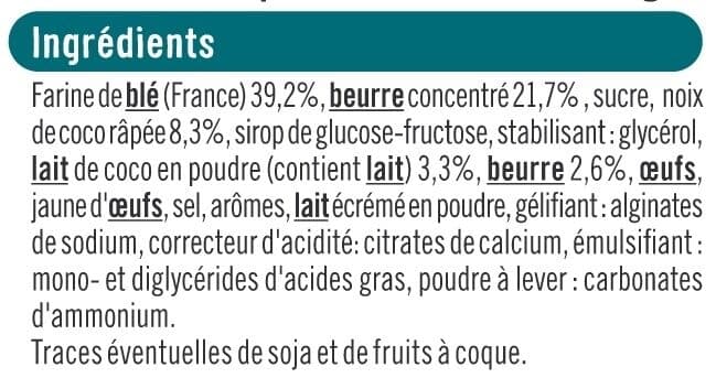 U Biscuits sablés pur beurre fourré à la noix de coco paquet de 100g packshot