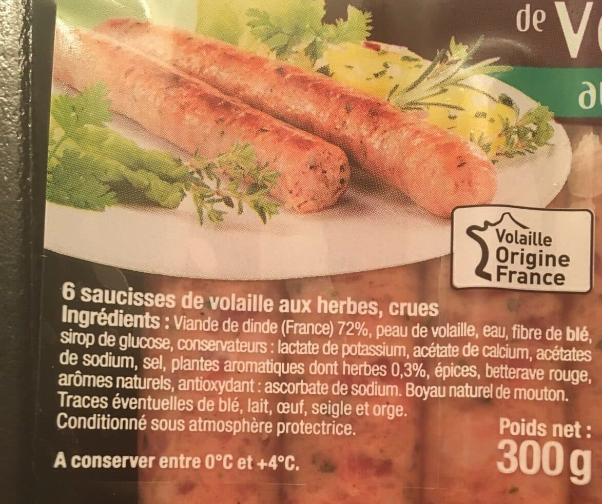 U Saucisse de volaille aux herbes, 6 pièces, 300g packshot