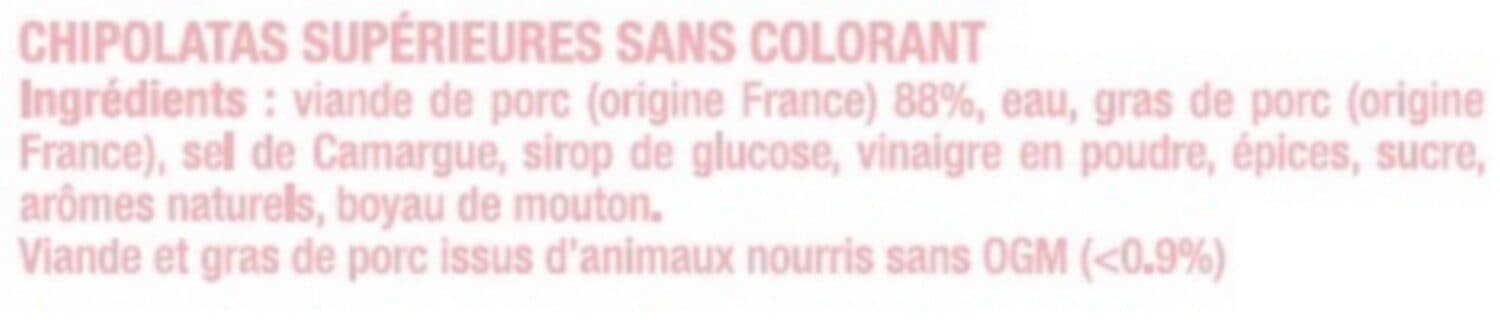 U Chipolata supérieure gros grain France, 4 pièces, barquette de 220g packshot