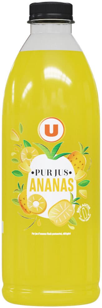 U Pur jus d'ananas flash pasteurisé réfrigéré packshot